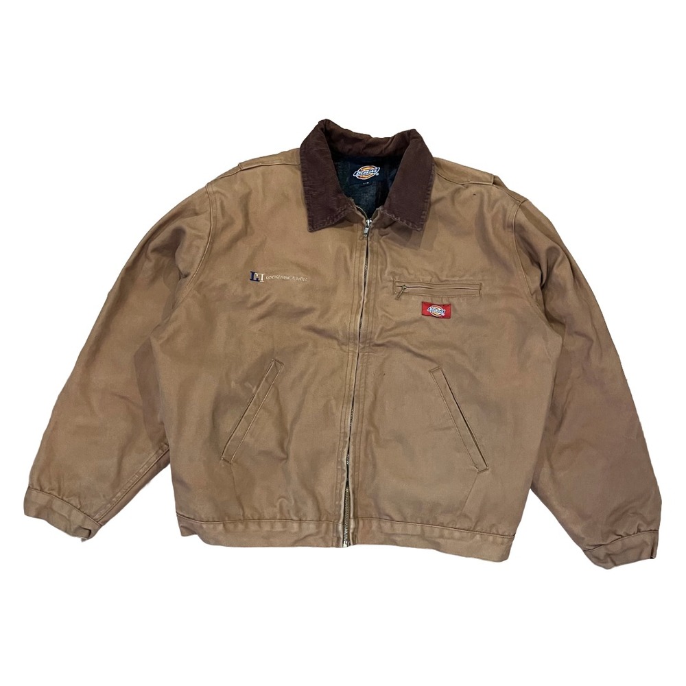 VTG  Dickies Detroit Jacket Large Blanket Lined Beige Khaki Canvas Corduroy Y2K